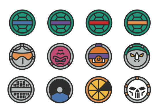 Teenage Mutant Ninja Turtles minimalistic icons